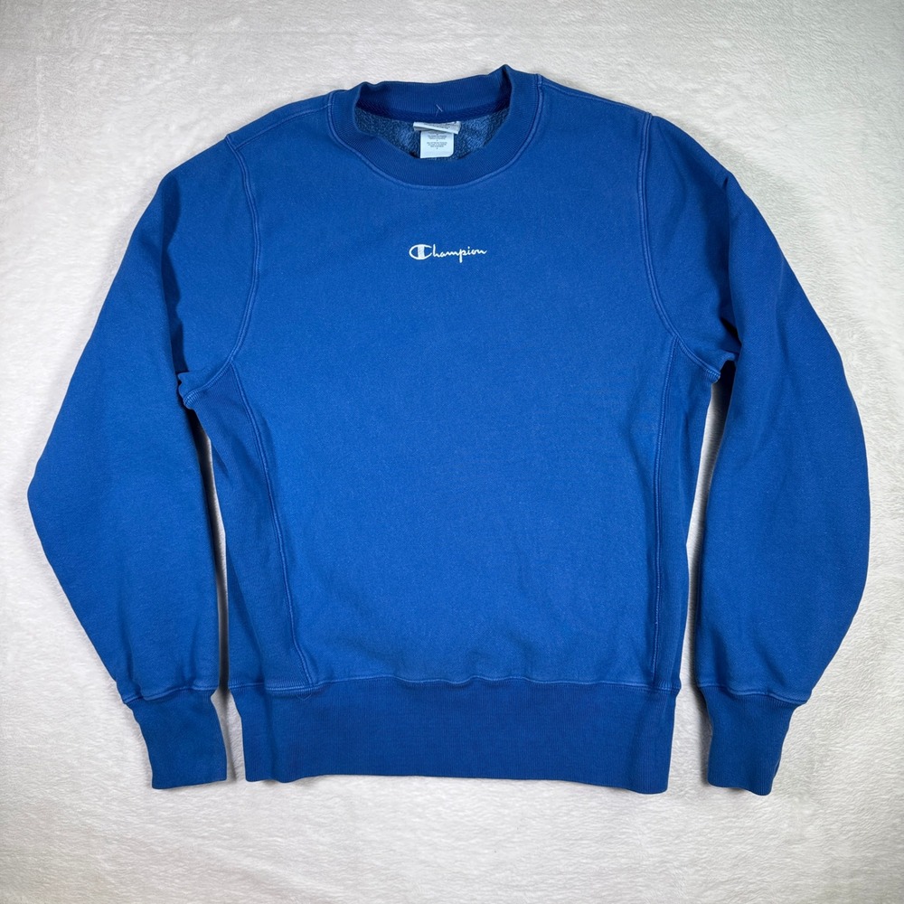 Champion Reverse‎ Weave Crewneck Sweatshirt Blue Small Embroidered Logo